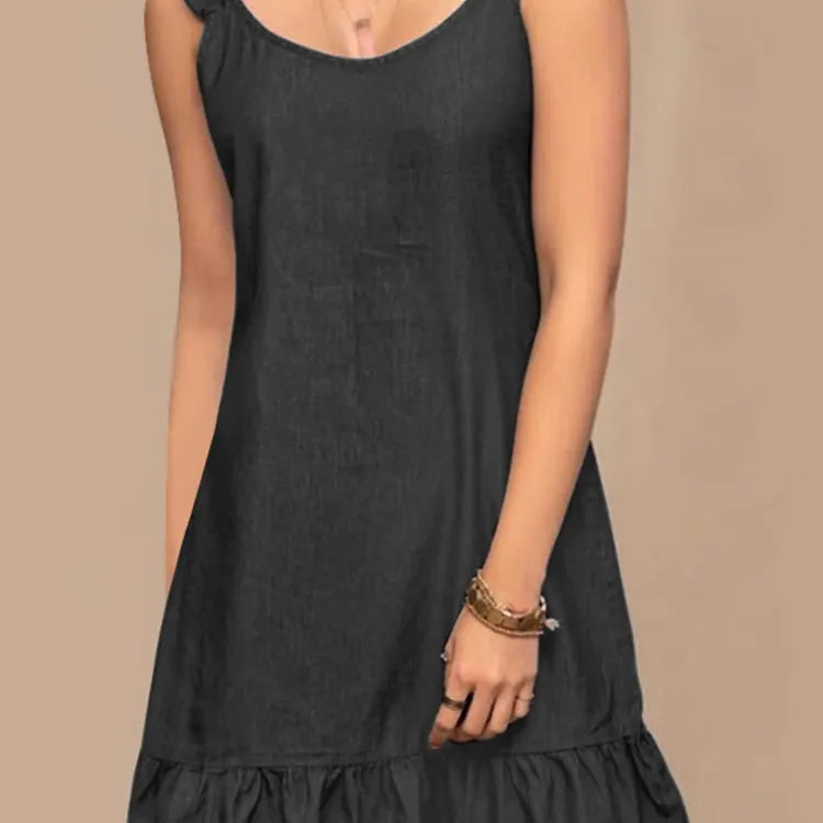 Bohemian Summer Denim Style Sundress 2023 ZANZEA Fashion Women Sleeveless Ruffles Hem Dress Beach Holiday Short Vestido Robes