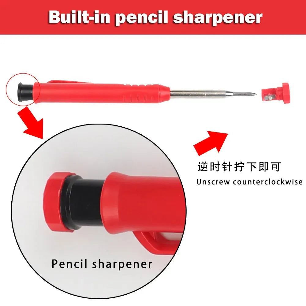 Solid Carpenter Mechanical Pencil With Sharpener For Woodworking Construction
