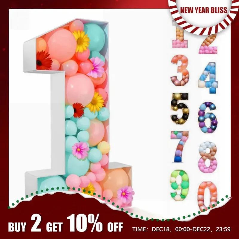 73 Giant Birthday Figure 0-9 Balloon Filling Box 1st 18th Birthday Decor Number 30 40 50 Balloon Frame Anniversary Decor