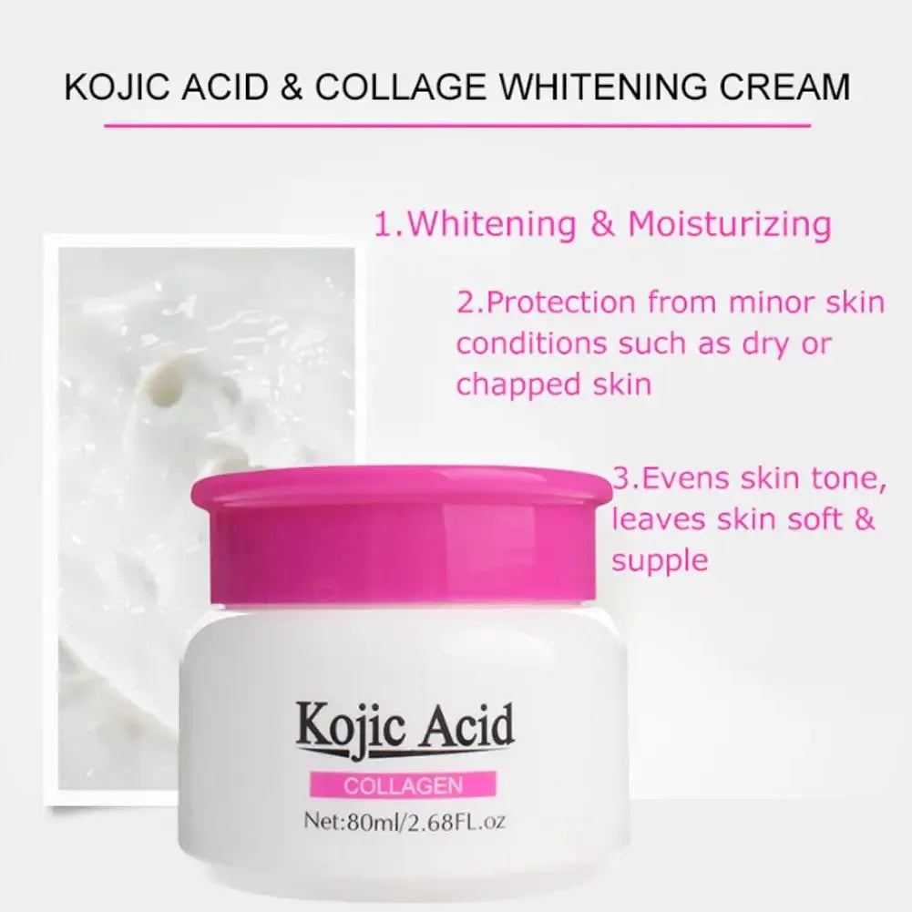Collagen Kojic Acid Cream Facial Serum Moisturizing Nourish Damaged Bright Cream For Skin Care Repair Kojic Acid Face Cream 80ml