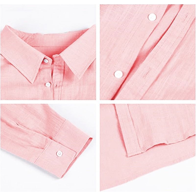 Linen Shirt Men's Casual Loose Tops Long Sleeve - Jointcorp