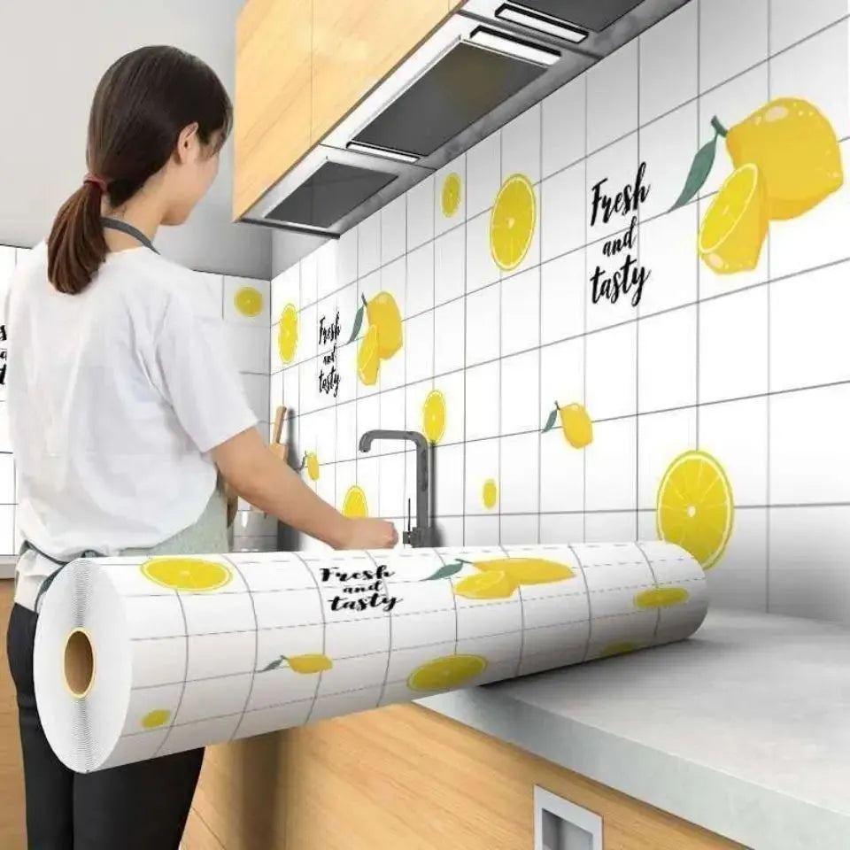Waterproof Wall Stickers Kitchen Oil-proof Sticker Wallpaper Self-adhesive Waterproof Moisture-proof High Temperature Wall