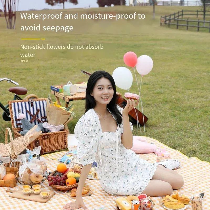 Picnic Mat  Hiking Outdoor Lawn Mat Portable Beach Blanket Folding Camping Mat Thick Waterproof Lawn Cloth Camping Beach Mat