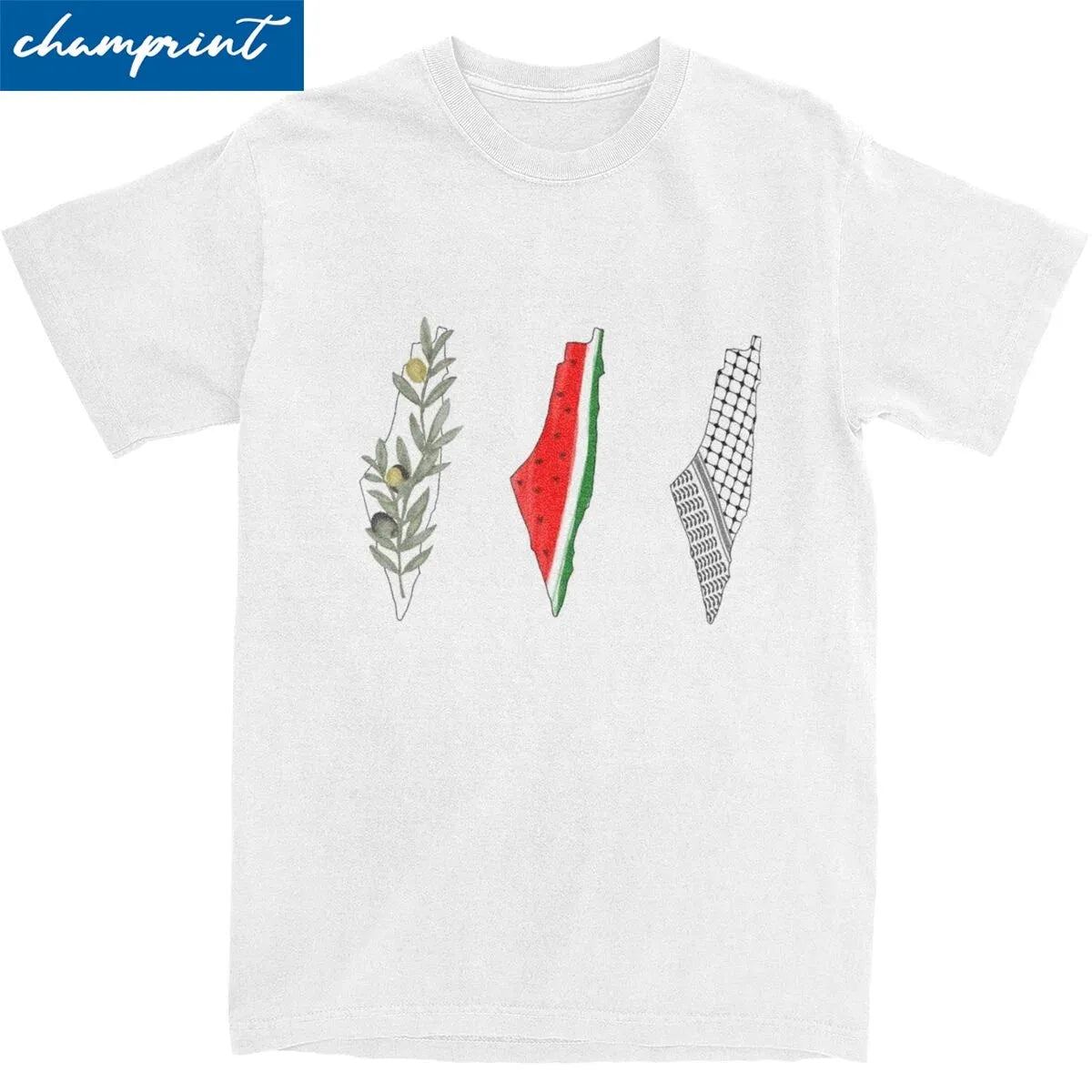 3 Palestine Maps T-Shirt For Men Women Cotton Clothing Vintage Watermelon Palestinian Round Neck Short Sleeve