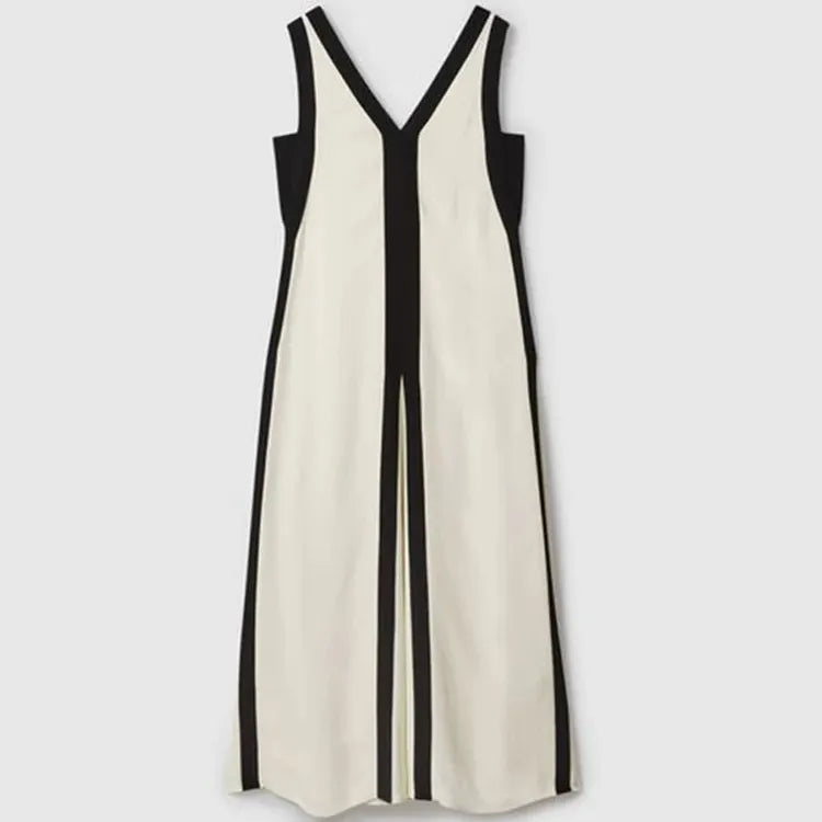 Holiday Elegant Knitted Long Dress Women Sexy Deep V Neck Sleeveless Patchwork Robe 2024 Summer Lady Evening Party Vestidos