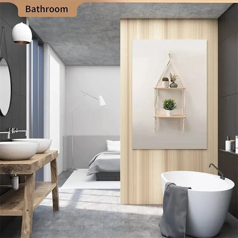 Woven Storage Rack Manual Bohemian Cotton Rope Triangular Wooden Board Home Homestay Decoration Flower Pot Pendant Storage Rack