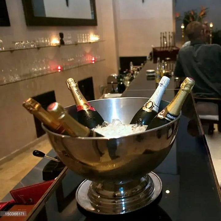 Stainless Steel Ice Bucket Metal Beer Barrel Champagne Wine Large Ice Bucket Large Ice Cream Bowl Salad Dessert Serving Tools