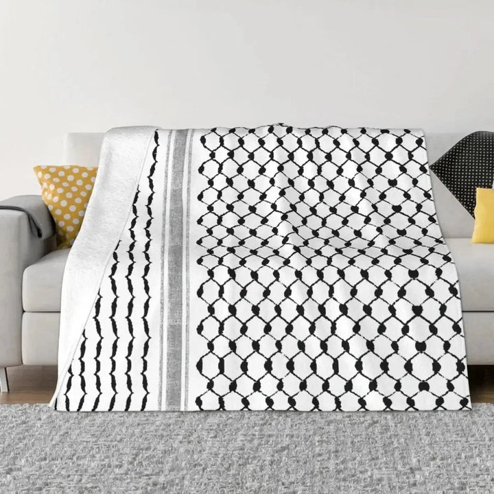 Palestinian Hatta Kufiya Folk Pattern Blankets Coral Fleece Plush Palestine Arabic Keffiyeh Throw Blanket for Bed Car Rug Piece