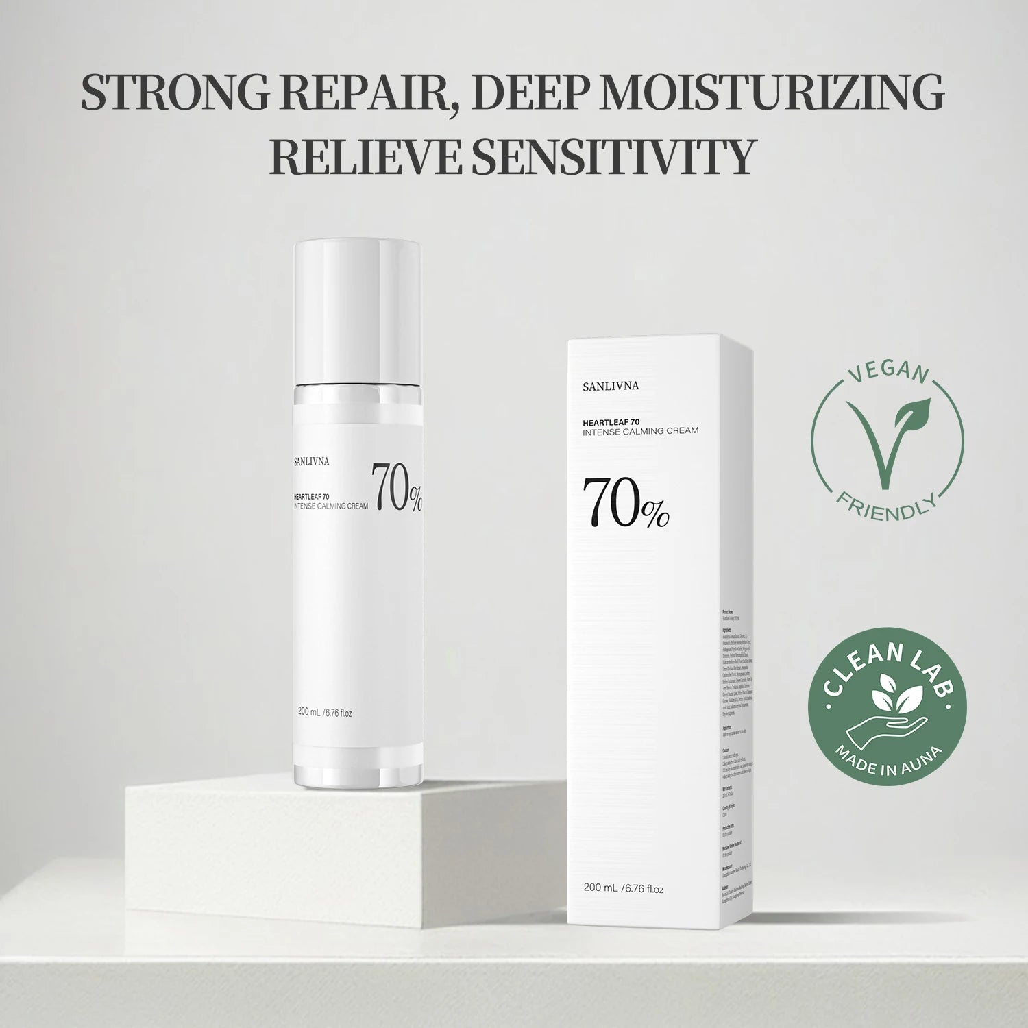 Heart Leaf 70 Lotion Cream Hyaluronic Acid with Vitamin B12 Naturally Pigmented Face Moisturizer for Sensitive Skin