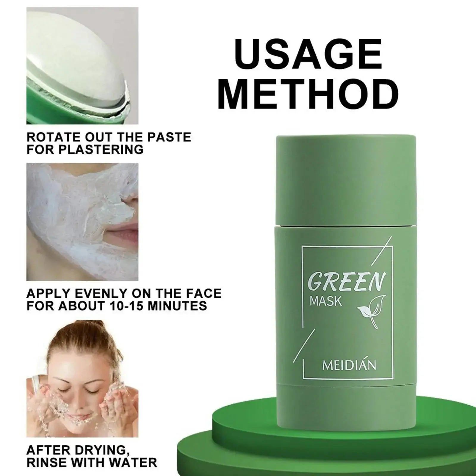 Eggplant Solid Green Tea Mask 1/5pc Deep Cleansing Shrink Pores Oil Control Cleanser  Tighten Skin Brightening Mud Skincare Mask
