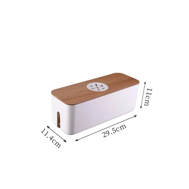 1PC Cable Storage Box Desktop Charging Cable Data Cable Storage Device Plug Socket Cable Management Device Black White