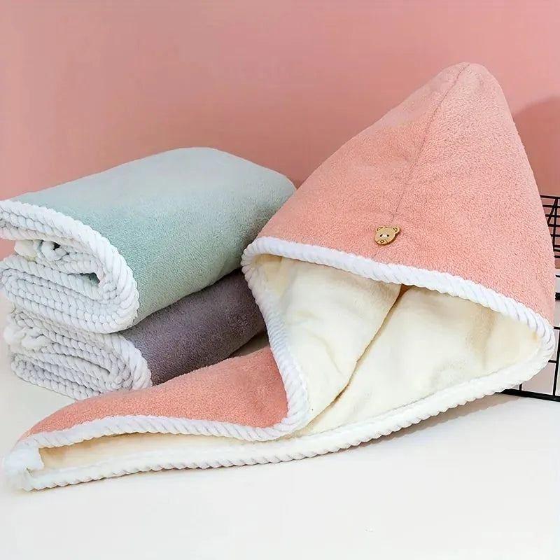Ultra-Absorbent Microfiber Hair Towel - Double-Layered, Quick-Dry Design - Ideal for Shower, Gym & Spa Use