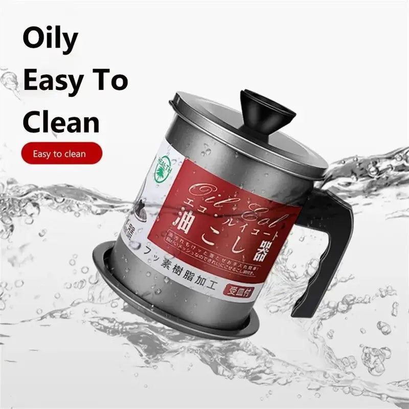 Stainless Steel Oil Filter Pot Household Dripping Oil Filter Pot Can Grease Strainer Storage Container