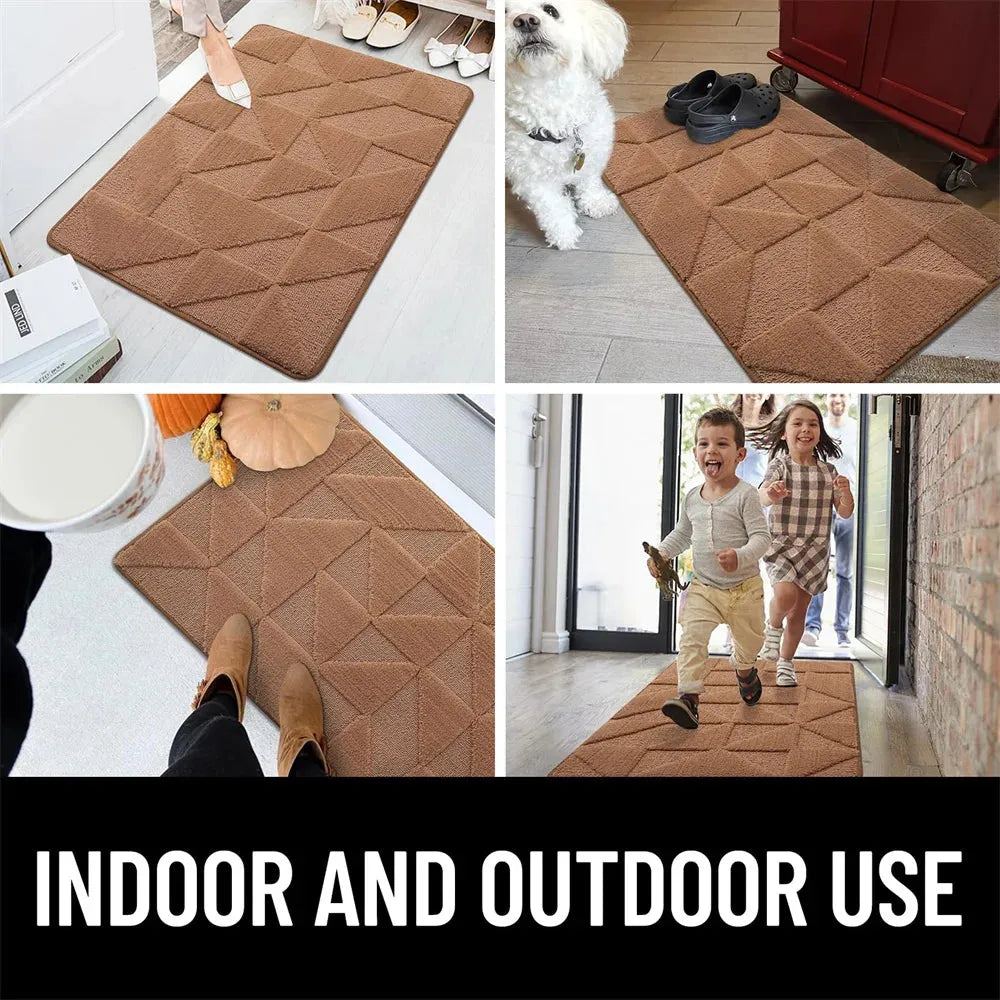 Olanly Absorbent Entrance Door Mat Household Foot Mat Dirt Resistant Anti-slip Rug Family Kitchen Carpet Floor Indoor Mat Decor