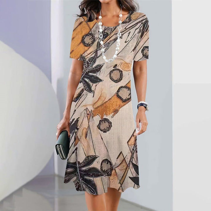 Dresses fashion for Women New 2023 Summer Plus Size Clothing Outdoor Party Dresses Short Sleeve O-Neck Women Long Knee Pullover - Jointcorp