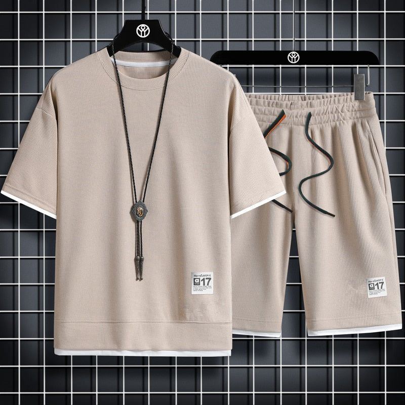 sport t shirt suits 2 piece matching sets outfit clothes for men - Jointcorp