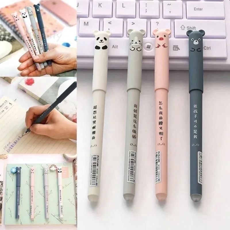 Kawaii Erasable Gel Pen Set Washable Handle Pen Grip School Stationery