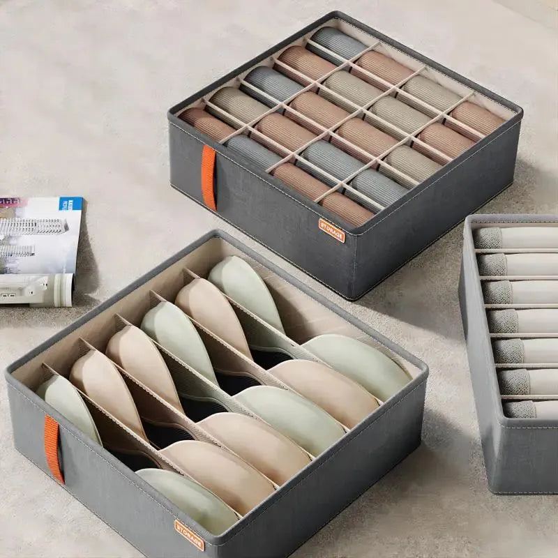 3pcs/set Dark Grey Underwear Storage Box Socks Underwear Storage Drawer Multifunctional Household Wardrobe Classification