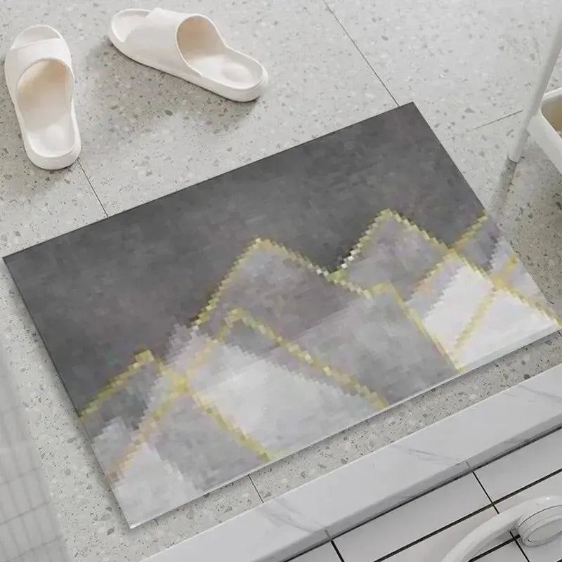 1pc Abstract Vintage Geometric Pattern Indoor Mat, Light Luxury And Stain-resistant Crystal Velvet Area Carpet, Non-slip Floor