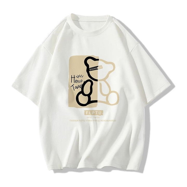 Summer T-shirt Loose O-neck Women's Tops Cute Bear Print Oversize Short Sleeves Tees Harajuku Girls T-shirts with prints - Jointcorp