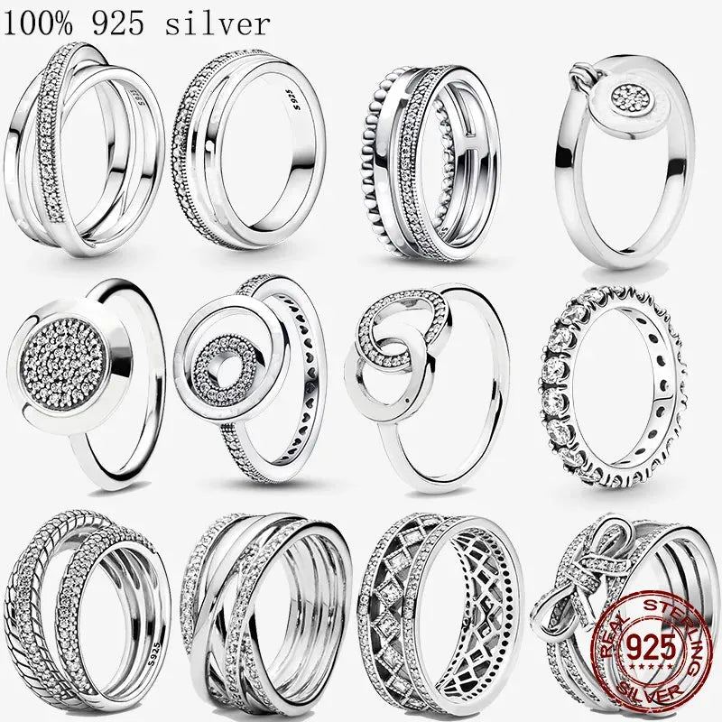 Sterling Silver Cocktail Ring Geometric Cubic Zircon for Women