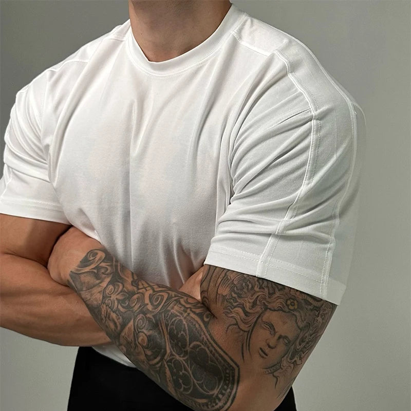 2024 Summer New Mens T-shirts Pure Cotton Breathable Slim Short Sleeve O Neck Bottoming T Shirt Streetwear Men Casual Pullovers