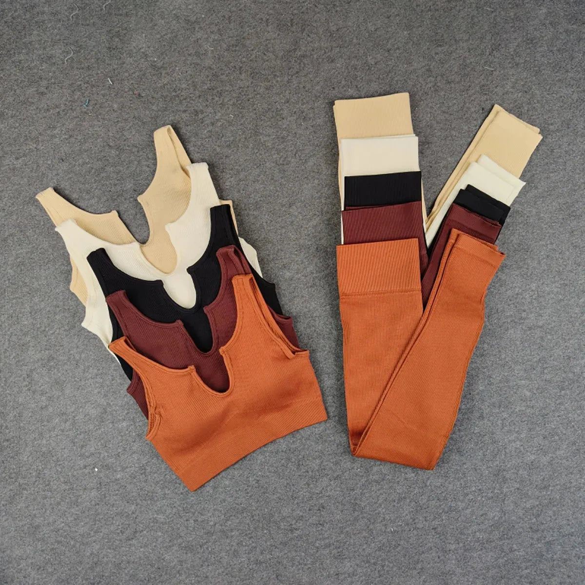 Seamless Yoga Clothing Set Workout Sportswear Gym Clothing High Waist Leggings Crop Top Bra Knitted Sports Outfit For Woman