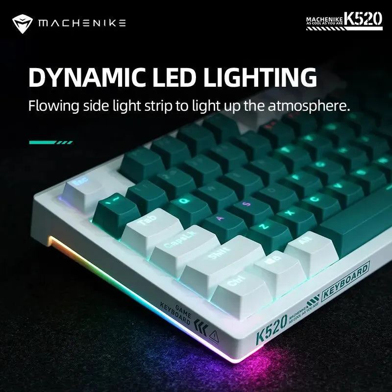 Machenike K520 Mechanical Keyboard Wired Connection Blue Switch Hot Swappable 108 Keys LED Backlit RGB Sidelit Gaming Keyboard