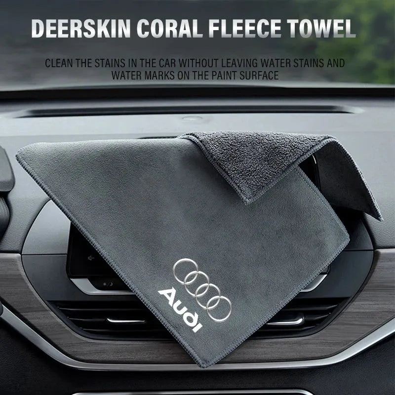 1pcs Car badge Care Cloth Microfiber Towel Car Cleaning For A4 B5 B6 A3 8P 8V 8L A5 A6 C6 C5 A1 A7 A8 Q2 Q3 TT Auto Accessories