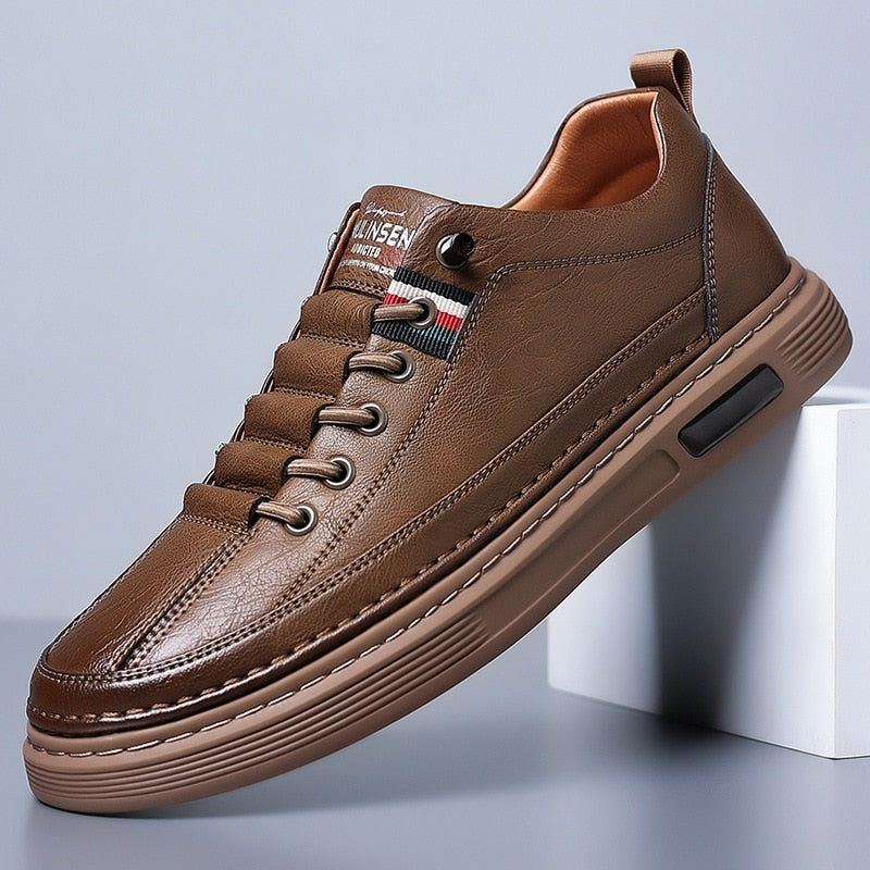 Leather Men's Casual Driving Shoes Non-slip Men Sneakers - Jointcorp