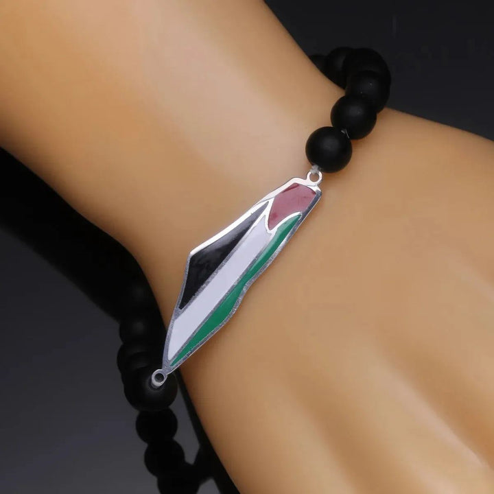Palestine in Arabic Map With Flag Pendants Necklaces Keychain Bracelet Ring Jewelry Chains