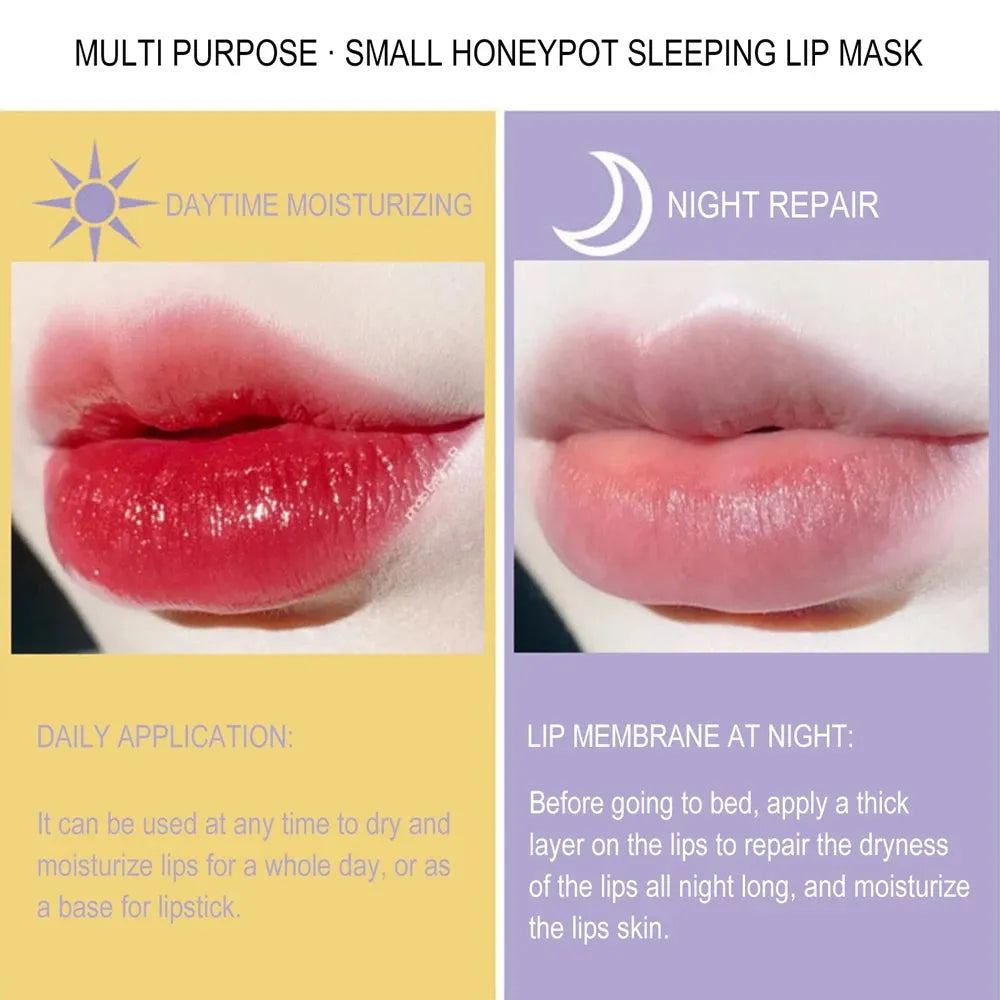 6g Jar Stock Honey Lip Mask Moisturizing Dry Crakced Smooth Repair Labial Membrane Winter Nourishing Skin Care Beauty Health