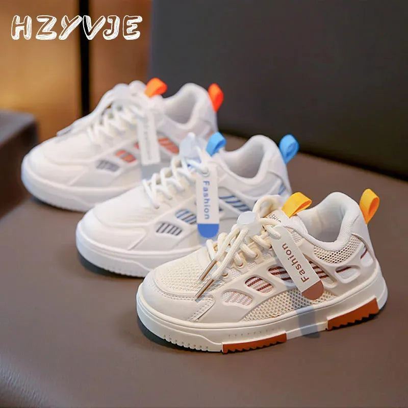 Children's Spring and Autumn Sports Board Shoes Kids Boys Trend Breathable Sneakers Basketball Shoes Grils All-match White Shoes