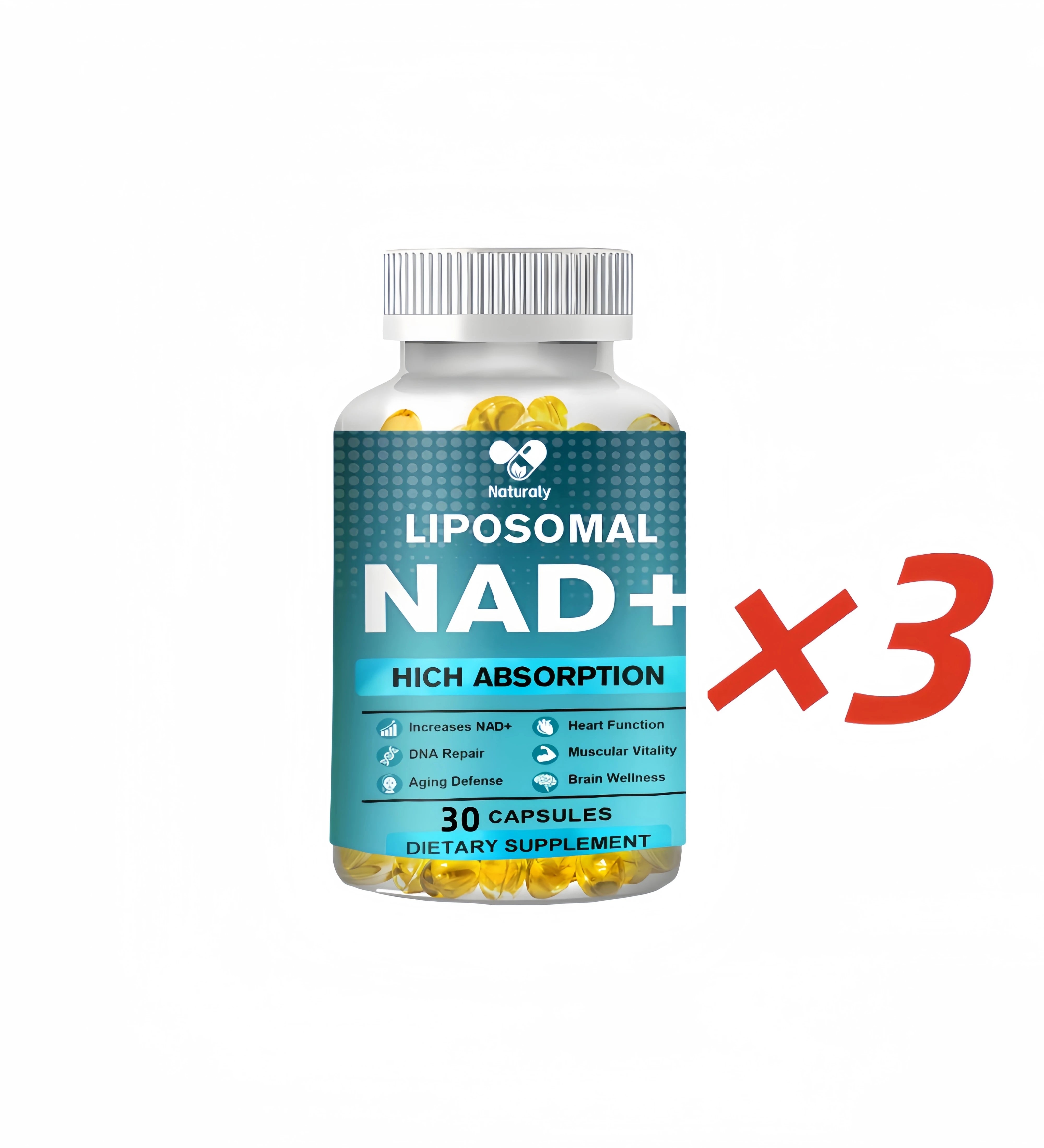NAD Supplement, Liposomal NAD+ supplement - Aging Defense, Cellular Energy, Heart & Brain Function,Longevity, 120 Capsules