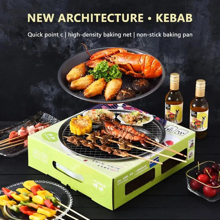 Outdoor Family Dinner Disposable Picnic Portable Barbecue Grill with Plate Clip and Oil Brush Barbecue Plate Without Charcoal