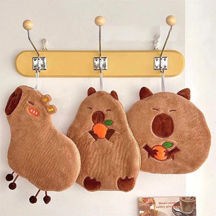 Capybara Hand Towels Coral velvet Hanging Towel Dish Towel Cloths household Animal Pattern Washcloth Supplies for Kitchen