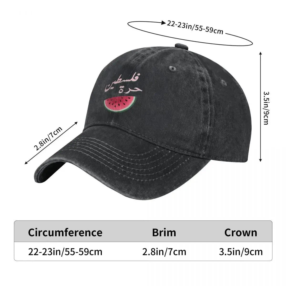 Cool Palestine Washed Baseball Cap Watermelon Cool Casual Trucker Hat Summer Female Male Kpop Rock Sun Visors Baseball Caps