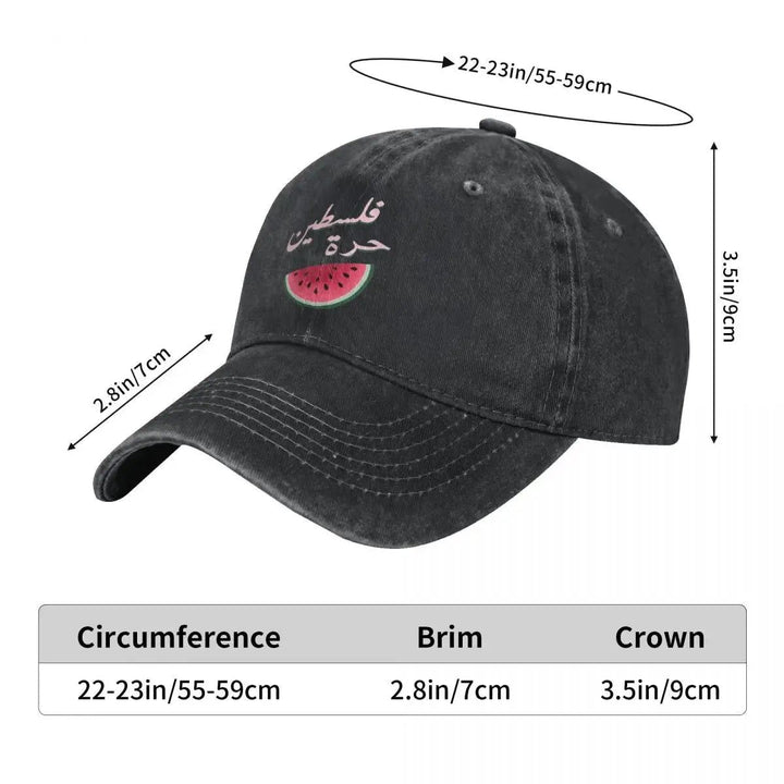 Cool Palestine Washed Baseball Cap Watermelon Cool Casual Trucker Hat Summer Female Male Kpop Rock Sun Visors Baseball Caps