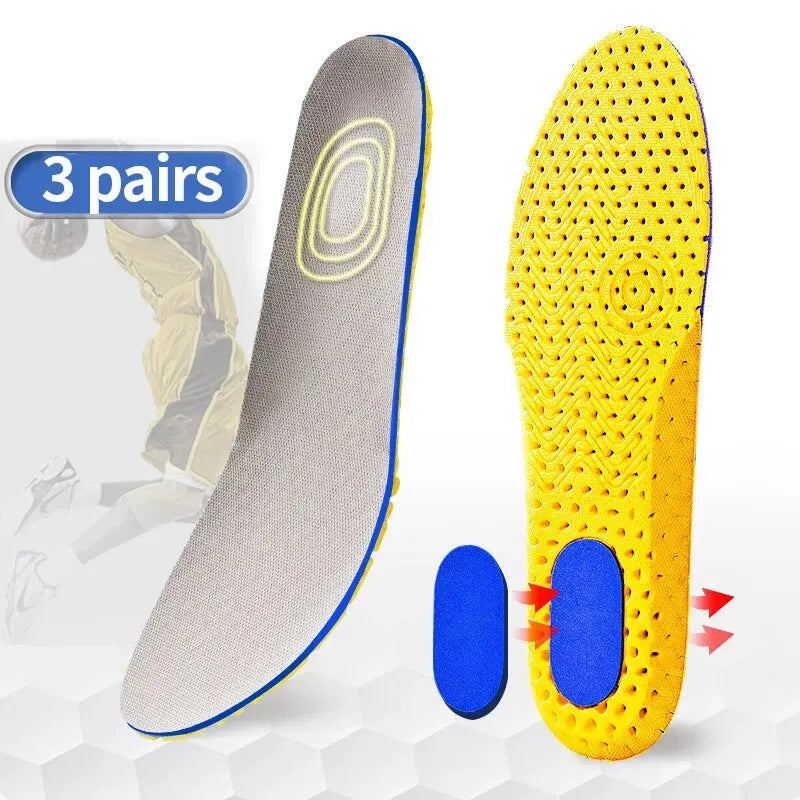 3Pairs Memory Foam Orthopedic Insoles for Feet Shoe Sole Pad Mesh Deodorant Breathable Sneakers Running Cushion for Men Women