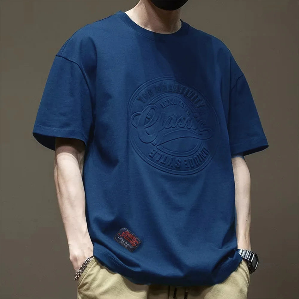 3D Print Steel Print Cotton American Retro Short-sleeved T-Shirt Men Casual T Shirt Classic Labeled T-shirts Tops Tees