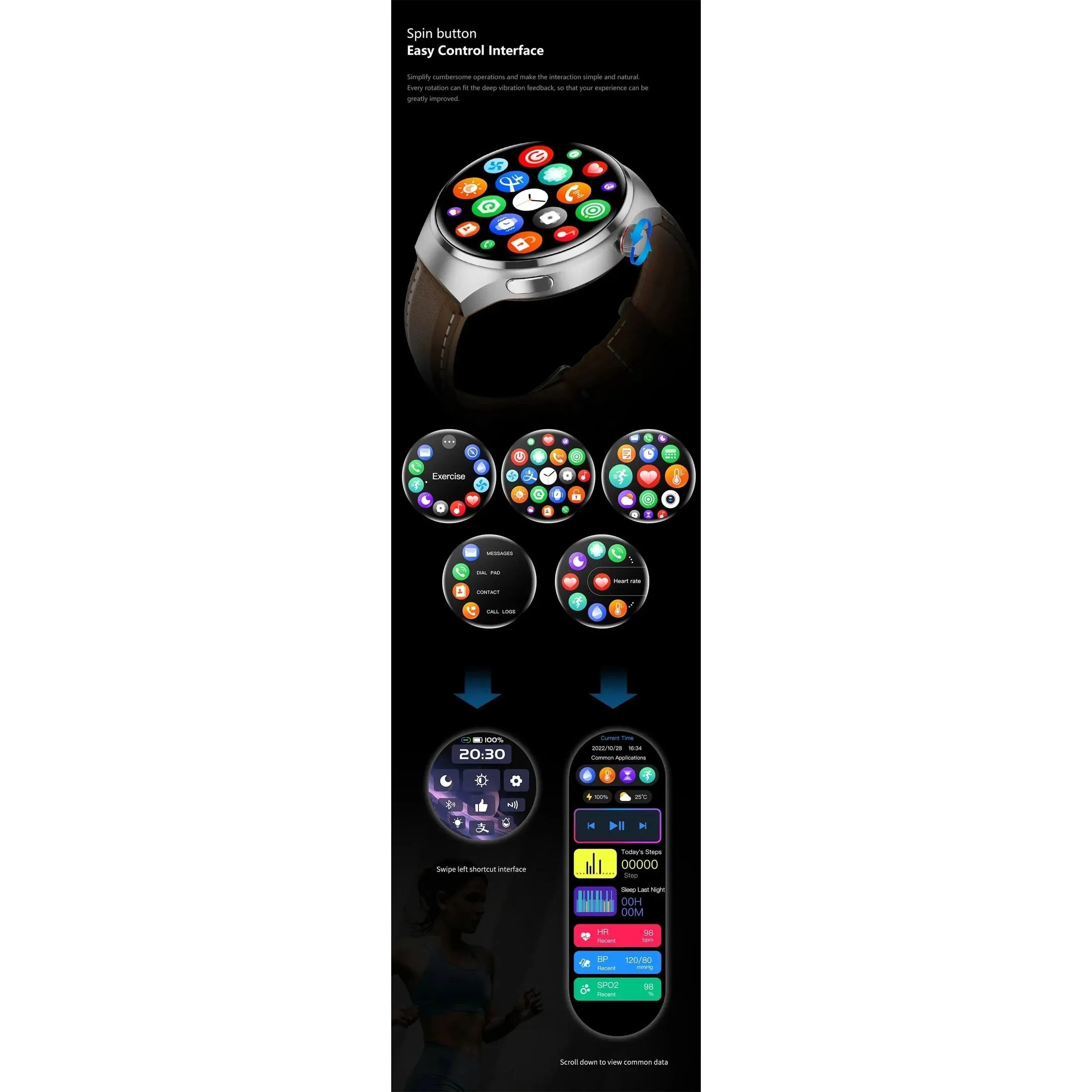 Smartwatch 1.6 inch HD Screen BT Call Compass NFC Waterproof Smart