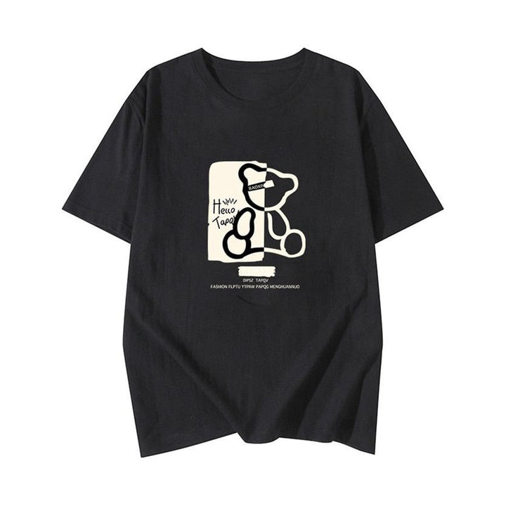 Summer T-shirt Loose O-neck Women's Tops Cute Bear Print Oversize Short Sleeves Tees Harajuku Girls T-shirts with prints - Jointcorp