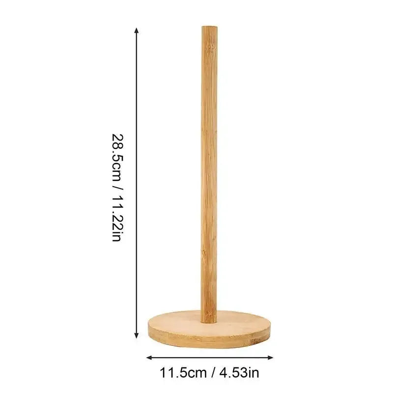 Wooden Roll Paper Towel Holder Bathroom Tissue Vertical Stand Disposable Paper Rack Kitchen Toilet Storage Accessories