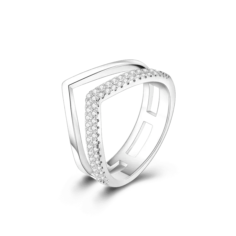 Sterling Silver Cocktail Ring Geometric Cubic Zircon for Women