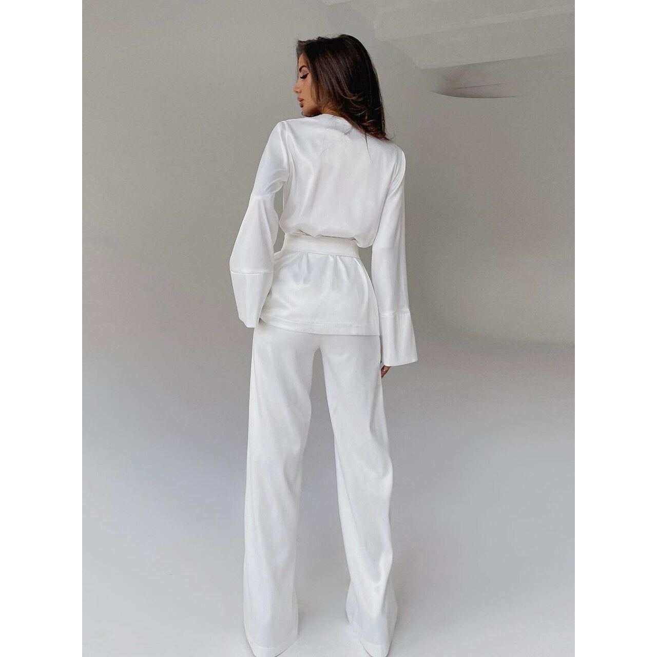 Pajamas For Women Robe Sets Full Sleeves + Trouser Suits - Jointcorp