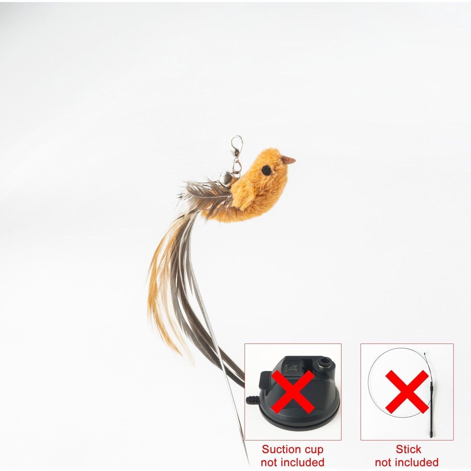 Handfree Bird/Feather Cat Wand with Bell Powerful Suction Cup Interactive Toys for Cats Kitten Hunting Exercise Pet Products - Jointcorp