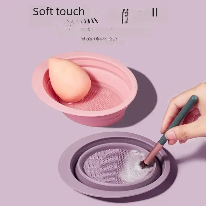 Silicone Foldable Makeup Brush Bowl Cosmetic Brush Powder Puff Makeup Egg Tool Cleaner No Damage To Hair