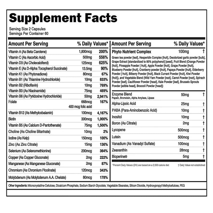 Men's Multivitamin - Improves Bone Strength, Energy, Immunity, Eye Care, Skin Health and Muscle Support