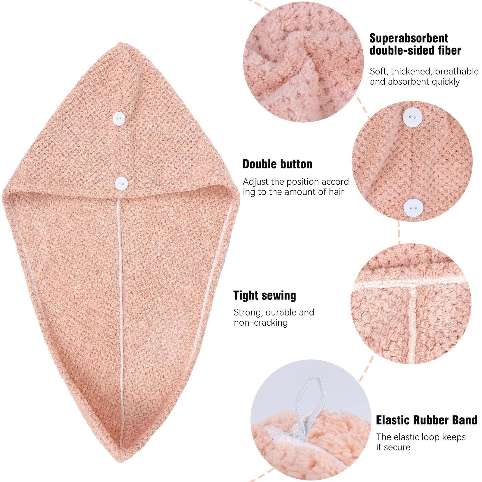 New Pearl Cotton Hair Towel Wrap Super Absorbent Quick Dry Hair Towels Microfiber Hair Hat Caps For Drying Curly Long Thick Hair
