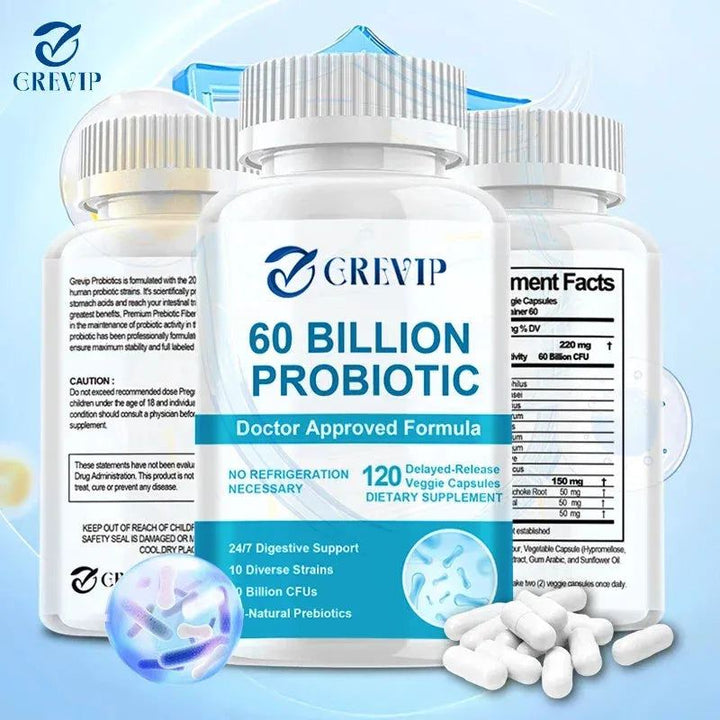 60 Billion Probiotics - Contains Prebiotics and Digestive Enzymes To Promote Healthy Digestion